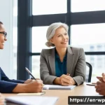 Home 22 관점 전환의 사례 연구 성공적인 리더십 - A diverse corporate team gathered around a modern conference table in a bright, open office space, e...